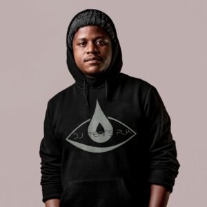 Black hoodie ready for a custom DTF print
