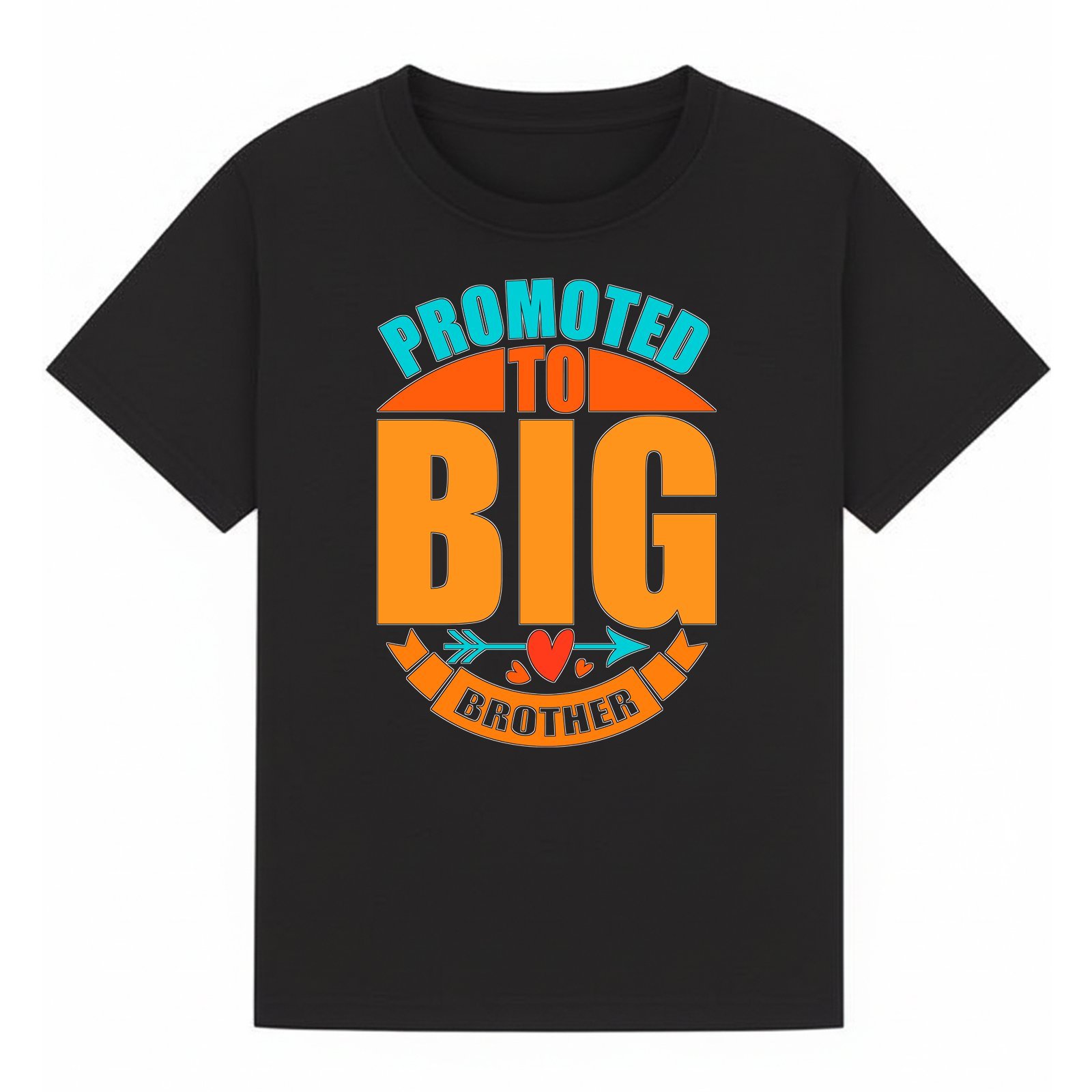Promoted to Big Brother Orange And Turquoise Badge T-Shirt - Image 2