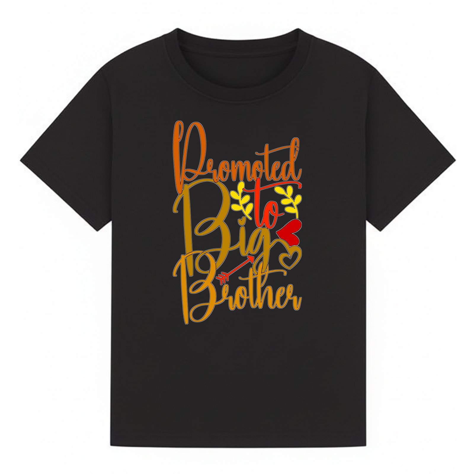 Promoted to Big Brother Warm Orange Script T-Shirt - Image 2