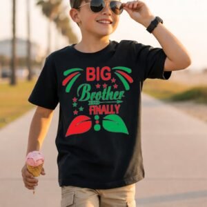 Big Brother Finally Red And Green Lettering T-Shirt