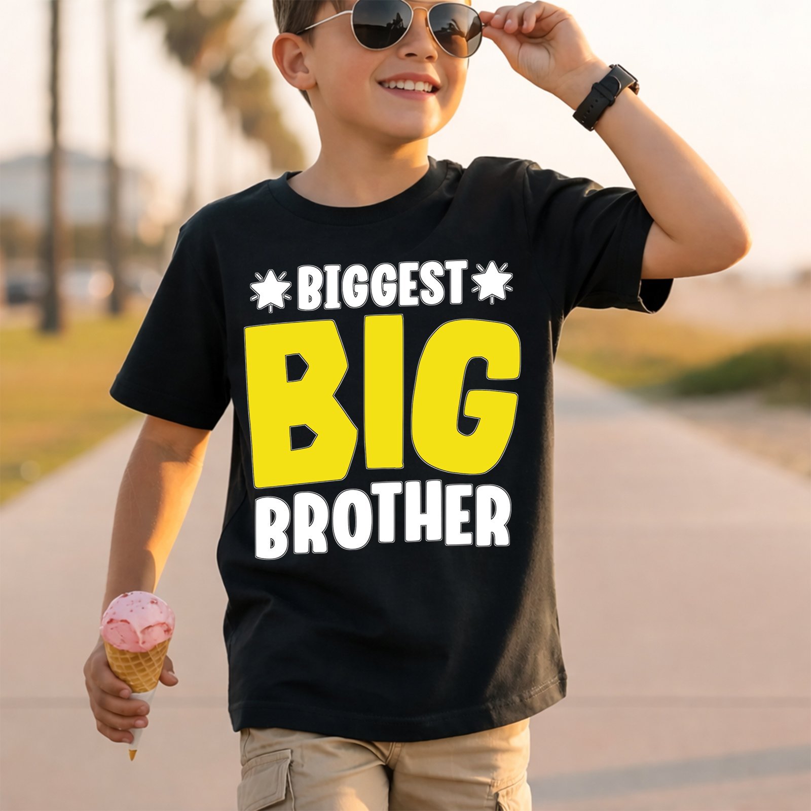 Biggest Big Brother Large Yellow BIG Lettering T-Shirt
