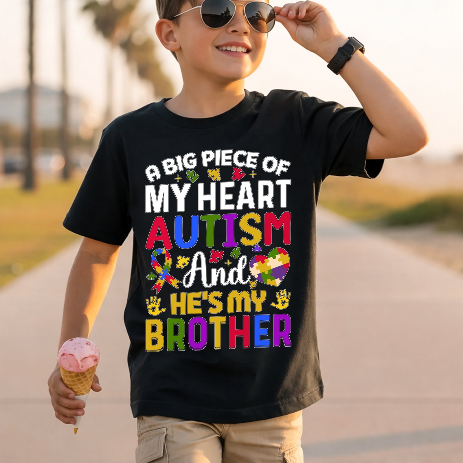 A Big Piece of My Heart Has Autism and He's My Graphic T-Shirt | Big Brother