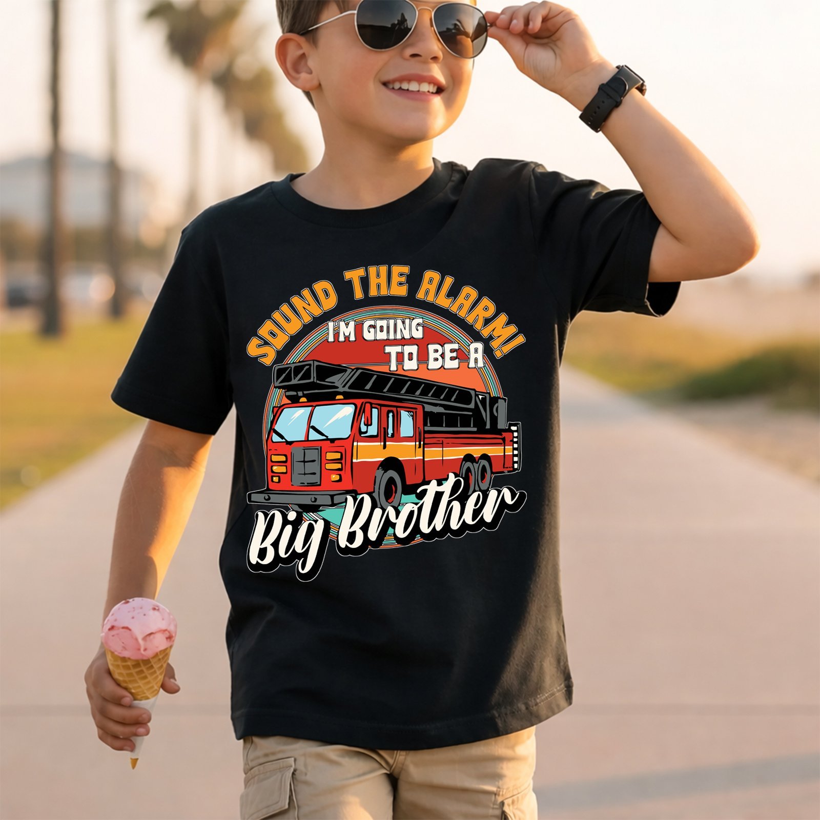 Sound the Alarm I'm Going to Be a Big Brother Fire Engine T-Shirt
