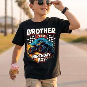 Brother of the Birthday Boy Blue Monster Truck T-Shirt | Big Brother