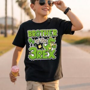 Brother of the 3 Rex Green Dinosaur T-Shirt | Big Brother