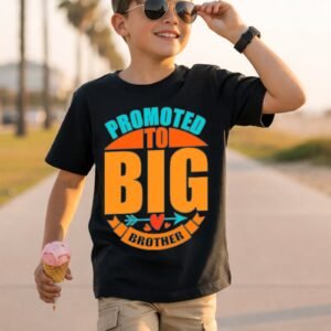 Promoted to Big Brother Orange And Turquoise Badge T-Shirt