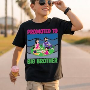 Promoted to Big Brother Illustrated Family Picnic Scene T-Shirt