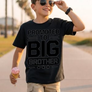 Promoted to Big Brother Black Athletic Block Lettering T-Shirt
