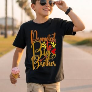 Promoted to Big Brother Warm Orange Script T-Shirt
