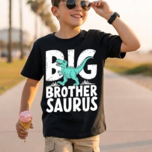 Big Brother Saurus Turquoise Roaring Dinosaur T-Shirt