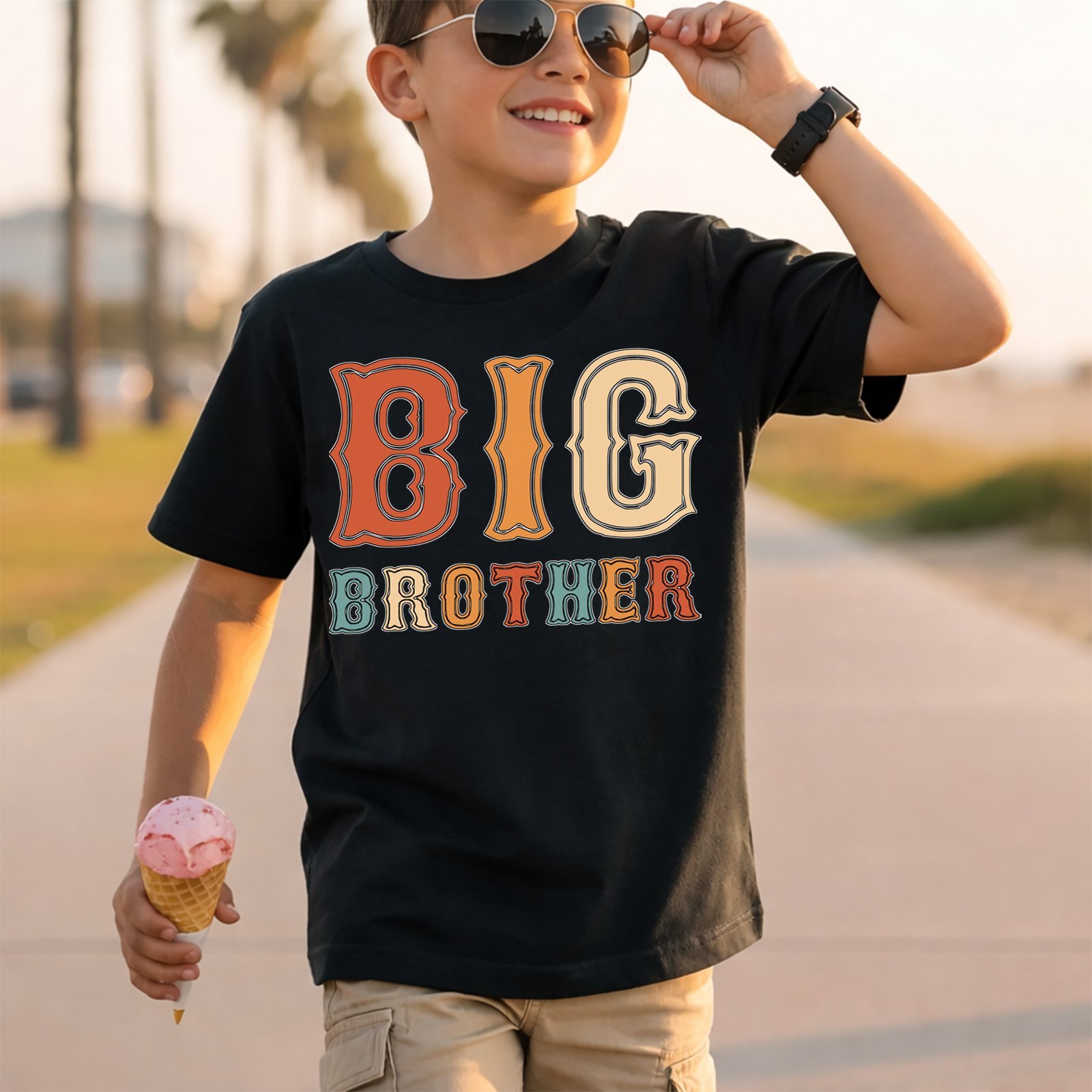Big Brother Multicoloured Outlined Western-Style Lettering T-Shirt