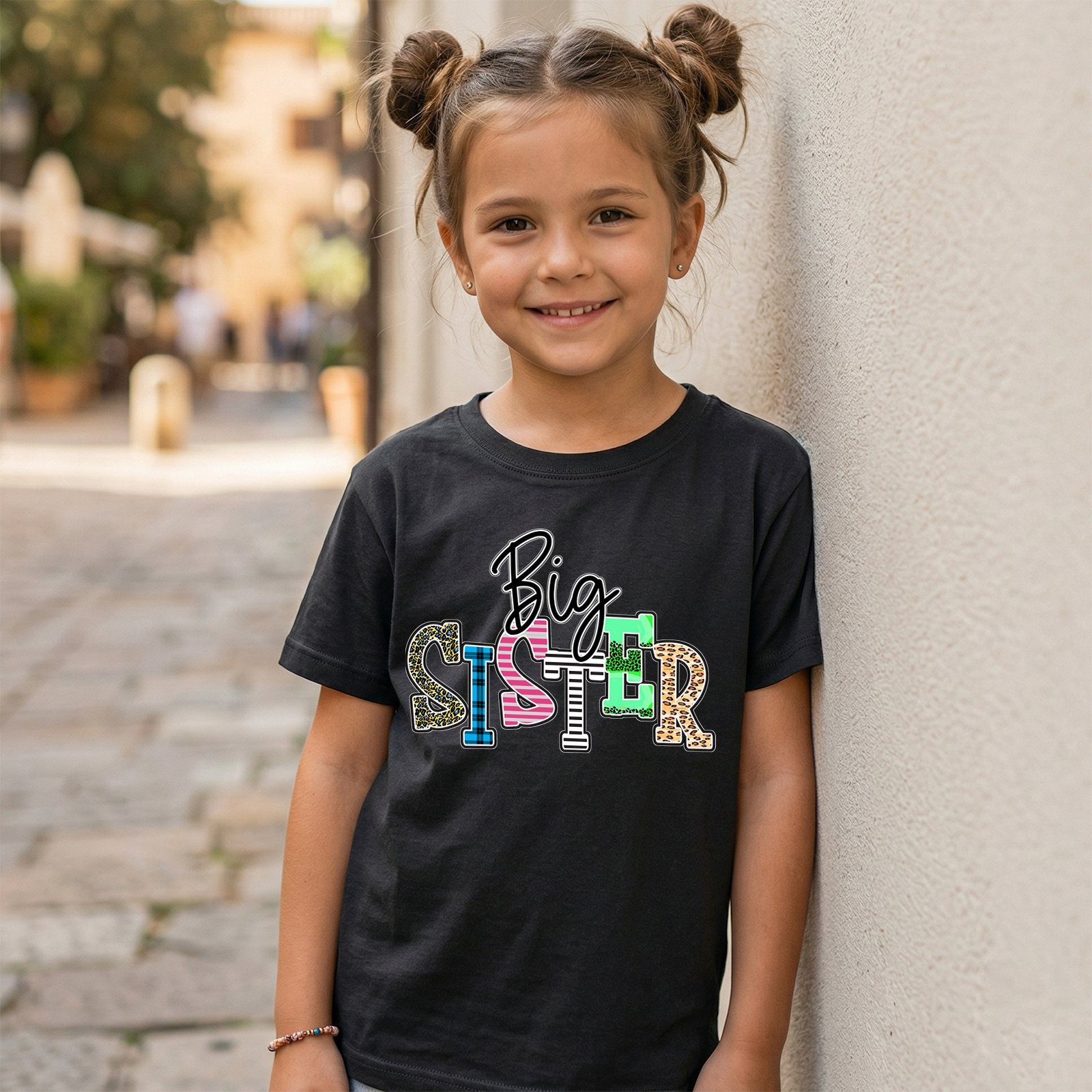 Big Sister Patchwork-Style Varsity Letters T-Shirt