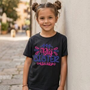 Big Sister Pink And Blue Hand-Lettering T-Shirt
