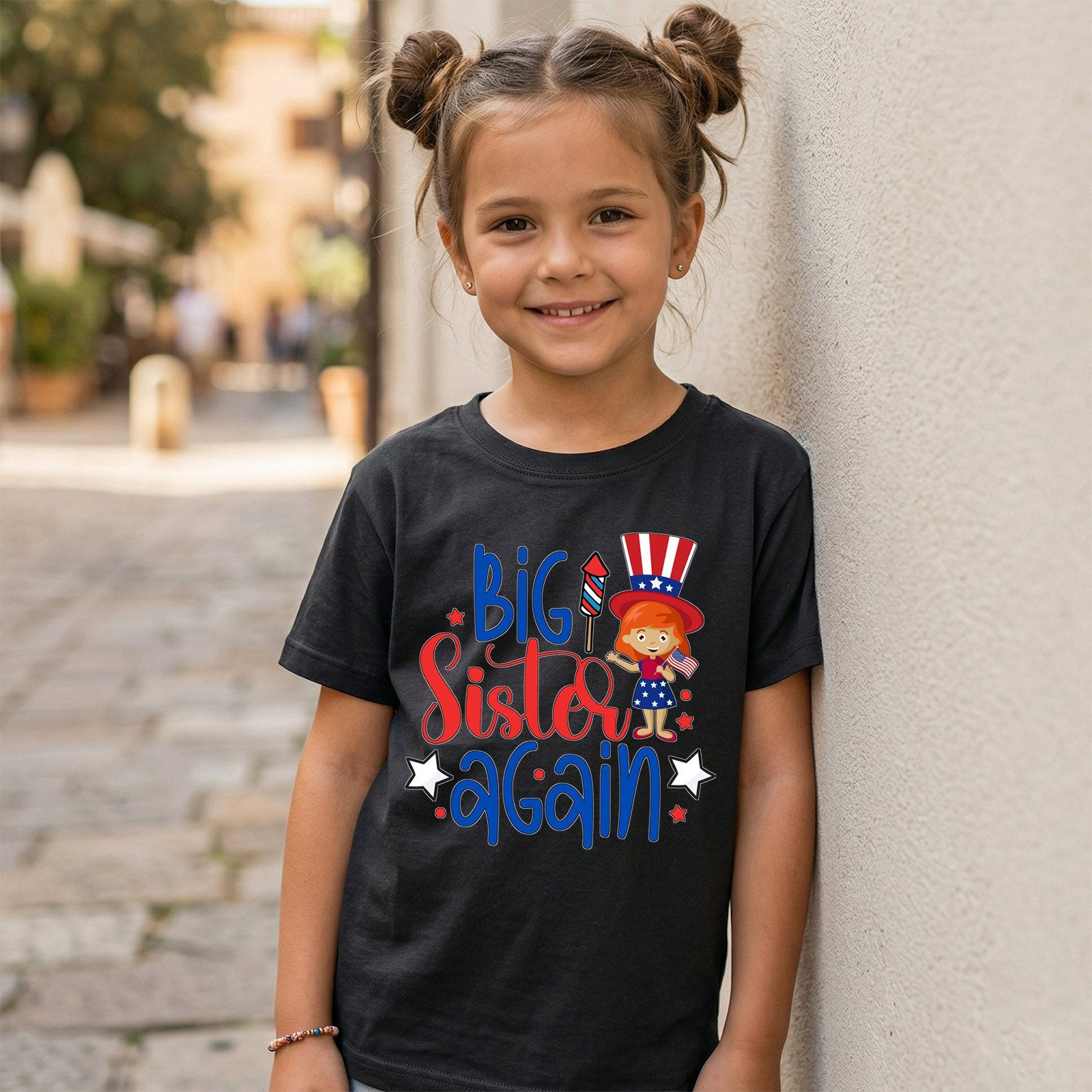 Big Sister Again Red-Blue Lettering T-Shirt