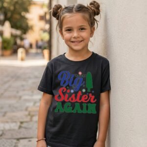 Big sister design on a black kids T-shirt
