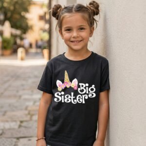 Big Sister Golden Unicorn Horn T-Shirt