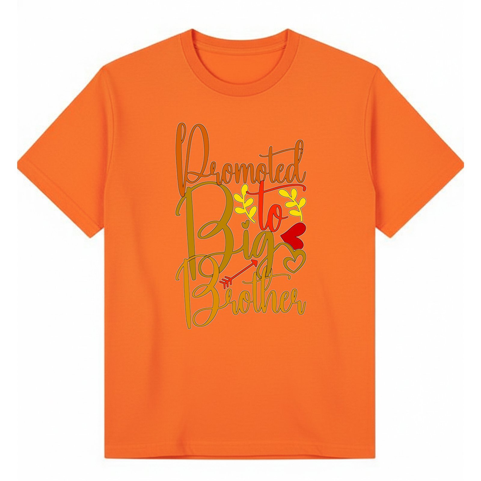 Promoted to Big Brother Warm Orange Script T-Shirt - Image 9